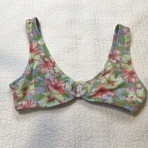 aerie Powder Blue bikini top Hibiscus floral print Women's large